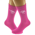 Not Sisters by Blood but Sisters by Heart Printed White Ladies Hot Pink Socks