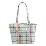 Vera Bradley Women's Small Vera Tote Bag, Handbag, Pastel Plaid-Recycled Cotton, One Size