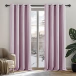 Deconovo Functional Blackout Curtains Thermal Insulated Curtains Eyelet Curtains for Kids Room Pink Lavender W55 x L79 One Pair