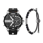 Diesel Homme Analogique Quartz Montre avec Bracelet en Cuir DZ7313 Homme sans métal Bracelet en Corde DX1151040