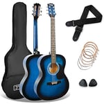 3rd Avenue Pack Guitare Acoustique 4/4 Taille Standard avec Cordes en Acier pour Débutants, Housse, Médiators et Jeu de Cordes de Rechange – Bleu