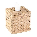 Vintiquewise Water Hyacinth Wicker Square Tissue Box Cover, Brown