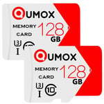 2PCS Qumox Carte Mémoire micro sd sdxc 128Go TF 128G 128GB classe 10 80Mo/s pour Samsung Huawei Xiaomi portable tablette