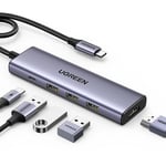 Ugreen Hub USB-C - HDMI 1.4 / 3 x USB-A / USB-C PD 100 W - harmaa