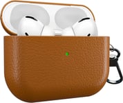 Coque Compatible avec Apple Airpods Pro 1ère Génération - Case Boîtier Simili Cuir - Etui Skin Vegan Leather - Housse Protection Marron Foncé