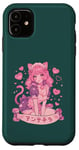 Coque pour iPhone 11 Anime Cat Girl Manga Hearts Kawaii Cute Holiday Valentines