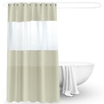 Beige duschdraperi 200x180cm halvtransparent vattentät EVA badrumsdraperi för badrum-