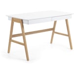 Kave Home - Table Dyana en MDF laqué blanc et pieds en frêne 120 x 60 cm