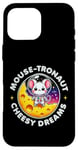 Coque pour iPhone 16 Pro Max Souris Astronaute Cheesy Dreams Cute Kawaii Moon Space Graphic