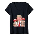 Womens Moo Deng 24 Trump’s Cat Hippo Take Center Stage V-Neck T-Shirt