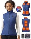 GOTOBI Gilet chauffant pour femme avec batterie externe de 16000 mAh - Gilet chauffant avec 9 zones de chauffage et 3 températures réglables - Gilet chauffant pour activités de plein air, randonnée,