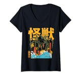 Womens Kaiju Spider Monster Movie Japanese Art Retro Comic V-Neck T-Shirt