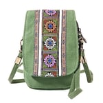 Goodhan Embroidery Canvas Crossbody Bag Cell phone Pouch Coin Purse for Women, A001 - Size Basic - Grass Green