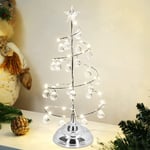 Topiky - Arbre de Noël Lumineux en Métal, Lampe led Décorative de Sapin de Noël, Decoration Noel Table en Fer en Spirale avec Boules de Cristal,