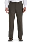 Haggar Men's Big and Tall Expandable-Waistband Repreve Stria Plain-Front Dress Pant, Brown Bt, 52W x 32L