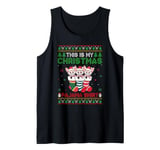 Fennec Fox in Christmas Socks Ugly Sweater Xmas Pajama Tank Top