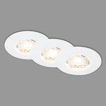 BRILONER - Lot de 3 spots LED encastrables 230V, spots LED pour salle de bain IP44, spots de plafond, spots LED, spots de plafond plats, blanc