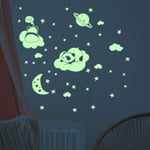 Glow in The Dark Sticker, Fluorescent Luminous Sticker, Up to 5 Hours, Decoration for Baby and Children's Room - Fluorescent Wall Adhesive 50 Stars and 2 Panda on The Clouds