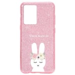 Coque Iphone 12 MINI paillettes rose lapin fleur personnalisee