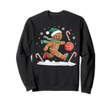 Gingerbread Man Playing Basketball - Christmas Sports Fun Sweatshirt