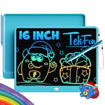 TEKFUN Tablette d'écriture LCD de 16" pour enfants et adultes, tablette à dessin effaçable avec cordon de stylet, tablette d'écriture pour bureau, jouets éducatifs, anniversaire pour filles et garçons