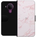 Lommeboketui til Nokia 5.4 med Rosa Hjerte motiv