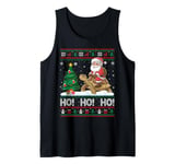 Xmas Tree Lighting Santa Riding Tortoise Christmas Tank Top