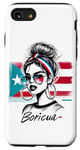 Coque pour iPhone SE (2020) / 7 / 8 Boricua Girl Hair Bun Bandana Porto Rico Flag Cool Fun