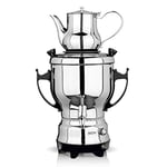 BEEM Tea-Classic Samovar - 3L | Acier Inoxydable | Grande théière Aussi pour la Restauration | avec Robinet de vidange en Acier Inoxydable | Régulateur de température réglable | avec théière de 1 L