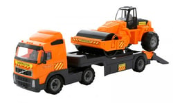 Polesie 36810 Volvo Powertruck Trailer Truck With Road Roller-Toy Vehicles, Multi Colour