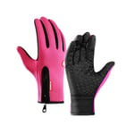 Gant De Sport Gants De Sport Vélo Gants pour Hommes d'hiver Cycle Gants Hommes Hommes Gants Écran Tactile Hiver Cyclisme Gants Hommes Rose Red,XL