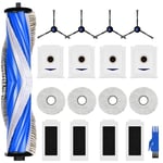 Lot de 18 accessoires pour robot aspirateur Ecovacs Deebot X5 Pro, X5 Omni, 1 brosse principale, 4 filtres HEPA, 4 sacs à poussière, 4 chiffons, 4 brosses latérales de rechange et 1 brosse bleue