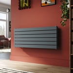 Radiateur eau chaude bicouche Anthracite Horizontal en acier 465x1200 mm Radiateur chauffage central (950W) - Sonni