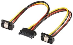 PremiumCord Power Splitter répartiteur pour Disque Dur HDD, SATA mâle vers 2 Prises SATA coudées à 90°