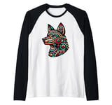 Aztec Coyote Head And Ancient Mexican History Mayan Calendar Raglan Baseball Tee