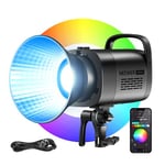 NEEWER CB100C 130w RGB LED Video Light, APP/2.4G Control 360° Full Color 2700K-6500K 27000lux/m COB Bowens Mount Silent Continuous Output Lighting TLCI/CRI97+ 17 Scenes for Video Recording Photography