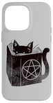 Coque pour iPhone 14 Pro Max SataniCat Pentagramme Chat Satan Demon Necronomicon Lover