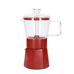 La Cafetière Verona Machine à expresso en verre, rouge, 6 tasses, coffret cadeau