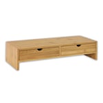 OSCO Bamboo Monitor Stand | 2 Large Deep Drawers | Computer Screen Riser | Print