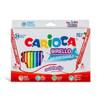 Carioca Feutres Birello, Feutres de Couleur pour Enfants, à Double Pointe, Fin et Moyen, Nettoyable, Encre Non-Toxique, Couleurs Assorties, 24 Pièces