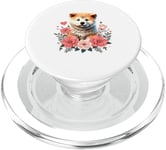 Roses Flowers Japanese Akita Inu Valentines PopSockets PopGrip for MagSafe