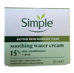 2 x Simple Soothing Water  Cream 15% skin conditioners + aloe Brand New