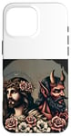 iPhone 16 Pro Max Jesus & Devil God Retro Old School Vintage Tattoo Art Gift Case