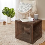 Tabouret Cube Bois Pouf Table Chevet Basse de Salon Rangement Marron Homestyle4u