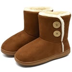 KuaiLu Chausson Montant Femmes Hiver Haut Chausson Boots Peluche Chaud Fourrure Charentaise Fourrés Laine Doublure Chausson Bottes Bottines Pantoufle Antidérapant Chausson Marron 36-37