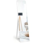 Goplus - Miroir sur Toute La Longueur, 2 en 1 Psyche Mural ou sur Pied, Miroir Moderne et Simple avec Cadre en Bois Massif, Ideal pour Vestiaire,