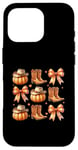 Coque pour iPhone 16 Pro Bottes citrouille Western Autumn Vibes Cozy Season Automne