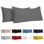 Dreamzie Taie Oreiller 70x40 cm (Lot de 2) 100% Coton Jersey 150 GSM - Anthracite - Taie d'oreiller 40x70 Coton - Housse de Coussin Résistant et Hypoallergénique pour Oreiller