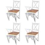 Bonnevie - Lot de 4 Chaises de salle à manger - Chaises à dîner Blanc Bois de pin BV271827