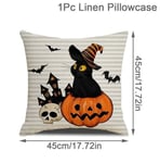 45 cm Pellava Halloween-tyynynpäällinen Pumpkin Bat Wizard Ghost Halloween-sisustus kodin koristeelliselle sohvalle autotuolin koristeluun tyynyliina